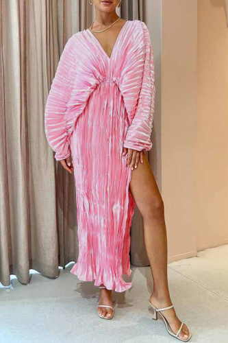 Sexy Celebrities Solid Fold V Neck Dresses