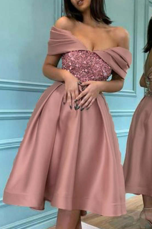 Sexy Formal Solid Sequins Off the Shoulder Princess Dresses