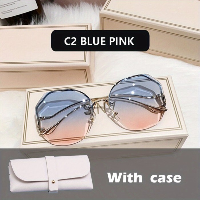 Fashion Sunglasses Women Metal Female Vintage Ladies Stylish Design Oversized Square Sunglasses For Women