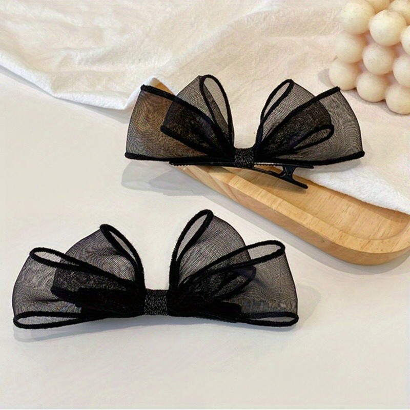 2pcs Sweet Lace Bow Hair Clip for Women and Girls - Simple Style for Side Hair, Bangs, and Braids