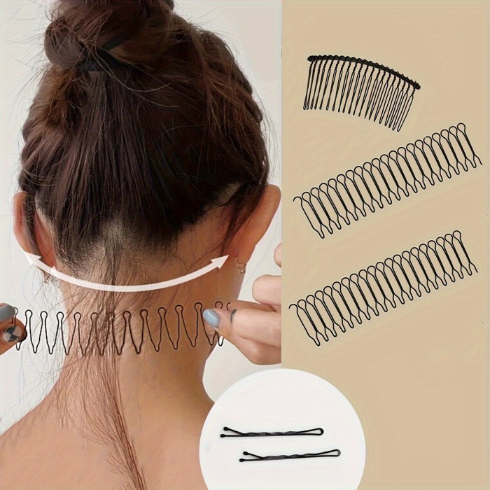 5pcs\u002Fset Wavy Hair Trimming Fork Combing Tools Fixer Comb Hair Pin Wavy Comb Clips Bobby Pins Mini Bangs Holder (for The Four Seasons, Women, Hairdressing)