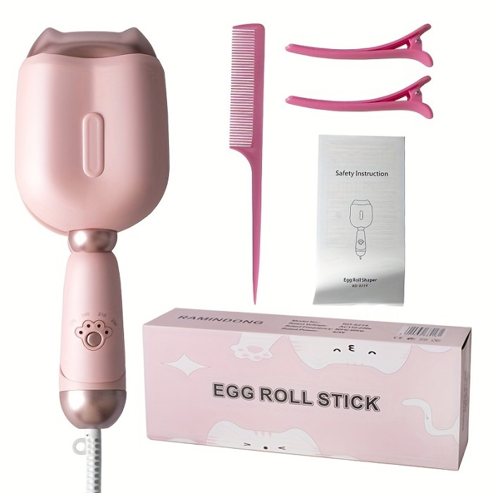 Ceramic Hair Curler Egg Roll Wand - Portable 32mm Hair Curling Iron for Salon-Quality Curls and Waves