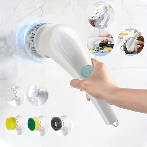 7pcs Electric Spin Scrubber: Effortless Cleaning With 5 Replaceable Brush Heads