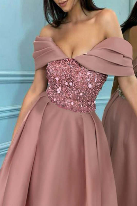 Sexy Formal Solid Sequins Off the Shoulder Princess Dresses