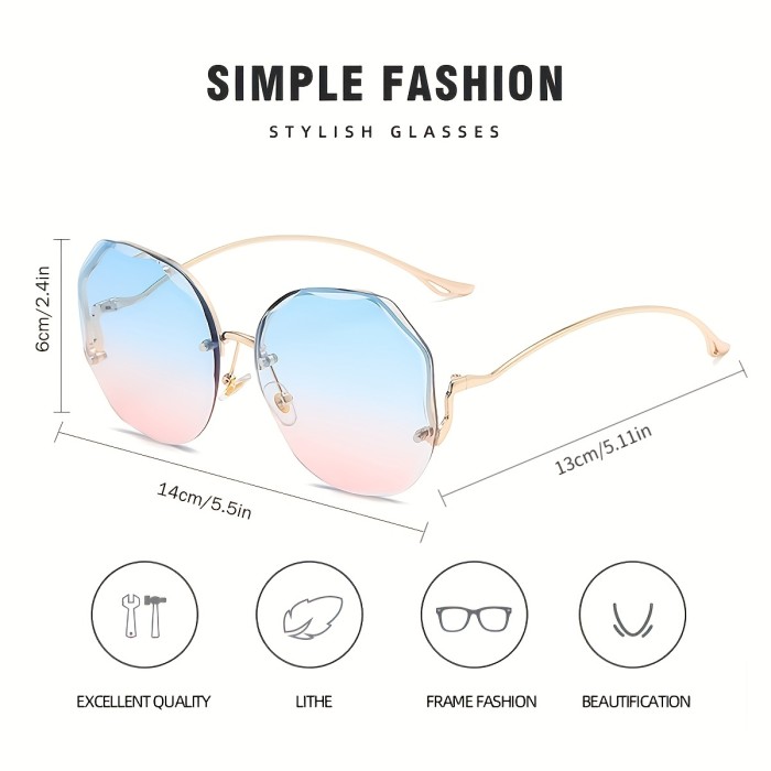 Fashion Sunglasses Women Metal Female Vintage Ladies Stylish Design Oversized Square Sunglasses For Women