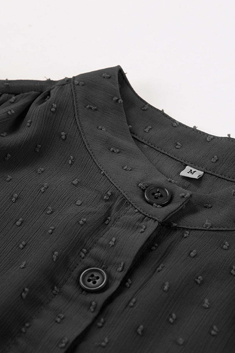 Elegant Simplicity Solid Buckle Mandarin Collar Blouses main image 1