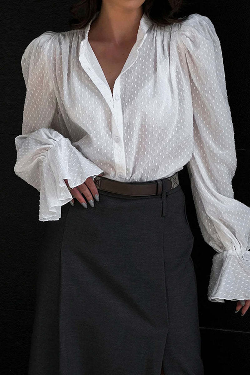 Floral Pocket Contrast Mandarin Collar Blouses(10 Colors)
