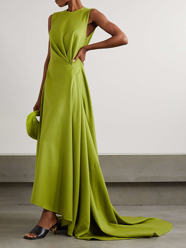 Solid Color Tied Waist Sleeveless Maxi Dresses
