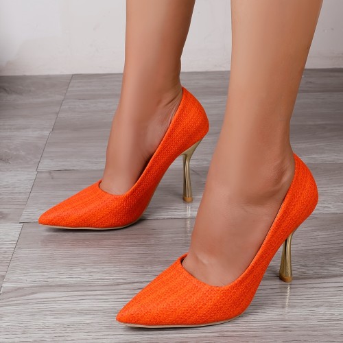 Women's Pointed Toe Dress Pumps, Fashion Solid Color Slip On Thin High Heels, All-Match Party & Banquet Stiletto Shoes