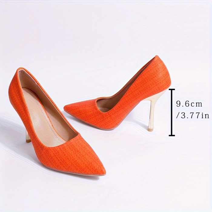 Women's Pointed Toe Dress Pumps, Fashion Solid Color Slip On Thin High Heels, All-Match Party & Banquet Stiletto Shoes