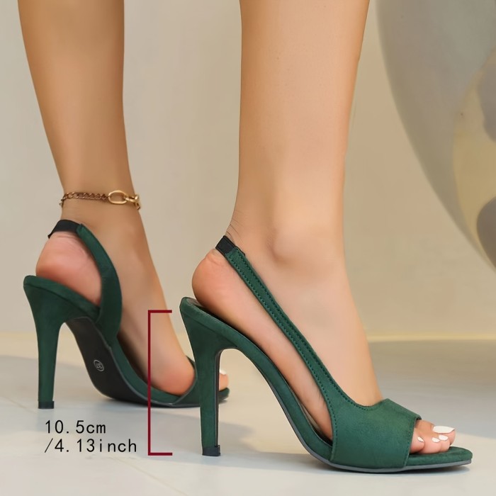 Women's Solid Color Elegant Sandals, Slip On Ankle Strap High Heel Dress Shoes, Point Toe Lightweight Party Shoes