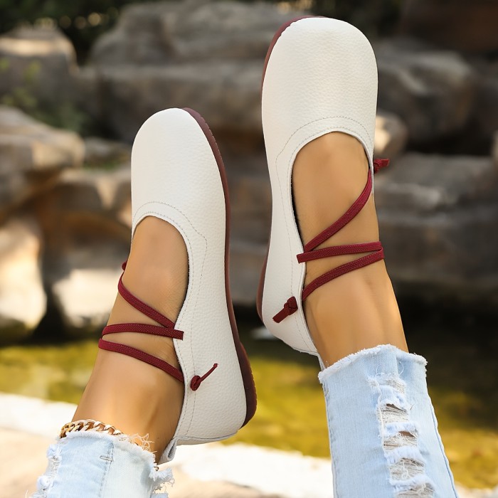 Women's Solid Color Loafers, Elastic Ankle Strap Lightweight Soft Sole Casual Shoes, Closed Toe Non-slip Shoes