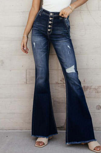 Casual Street Solid Solid Color Straight Denim Jeans