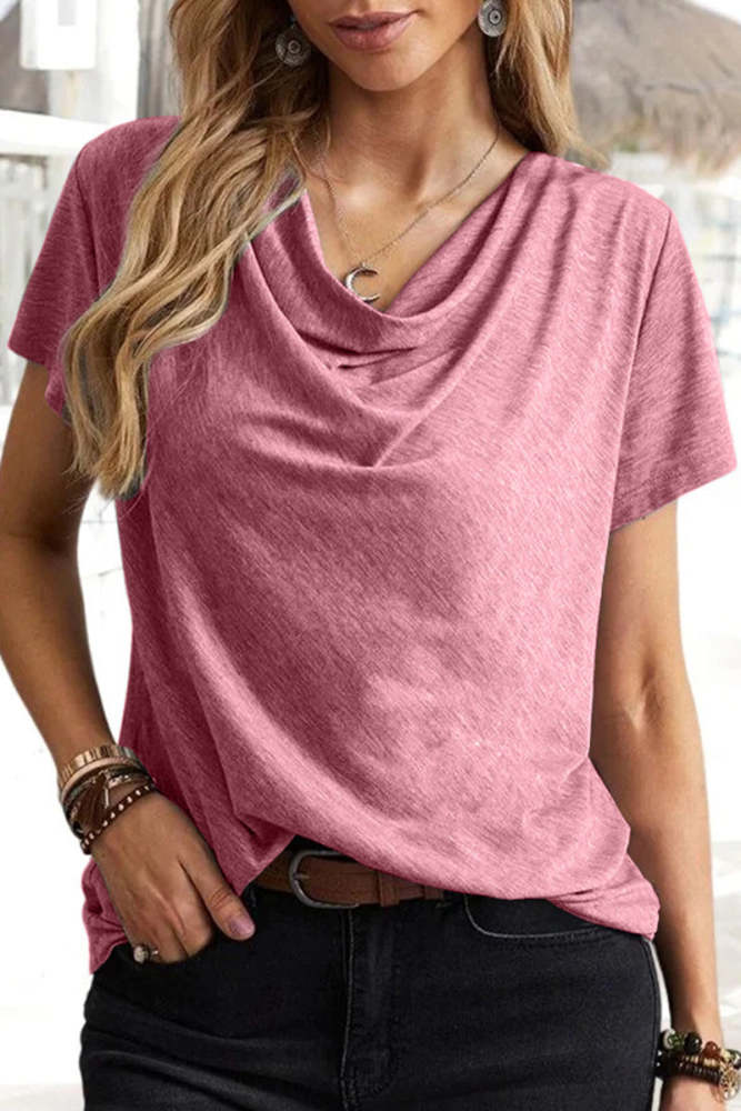 Casual Simplicity Solid Solid Color U Neck T-Shirts(5 Colors)