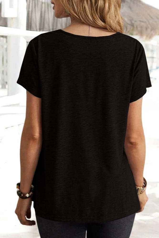 Casual Simplicity Solid Solid Color U Neck T-Shirts(5 Colors)