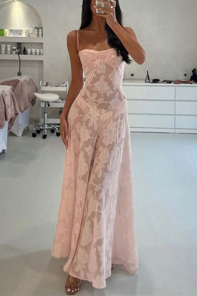 Elegant Formal Solid See-through Evening Dress Dresses