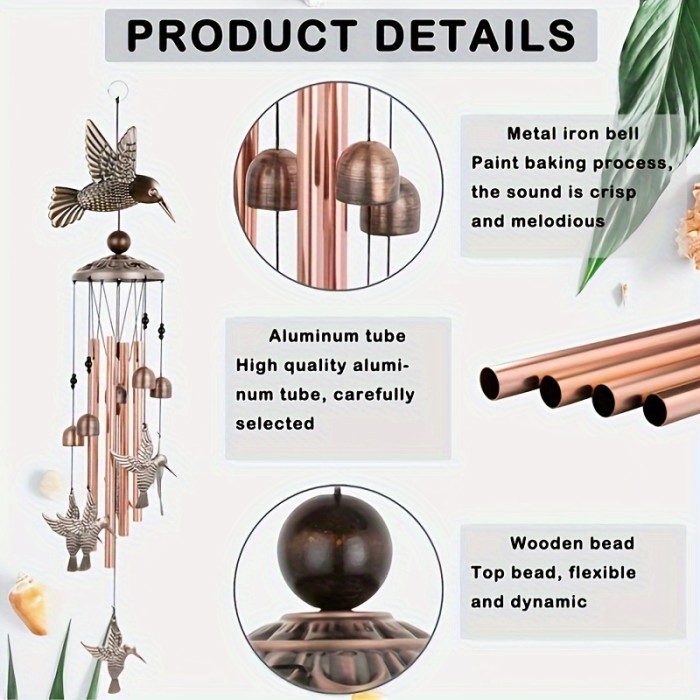 1pc Vintage Metal Butterfly Turtle Iron Owl Animal Wind Chime Home Courtyard Living Room Decoration Copper Outdoor Hanging Ornament