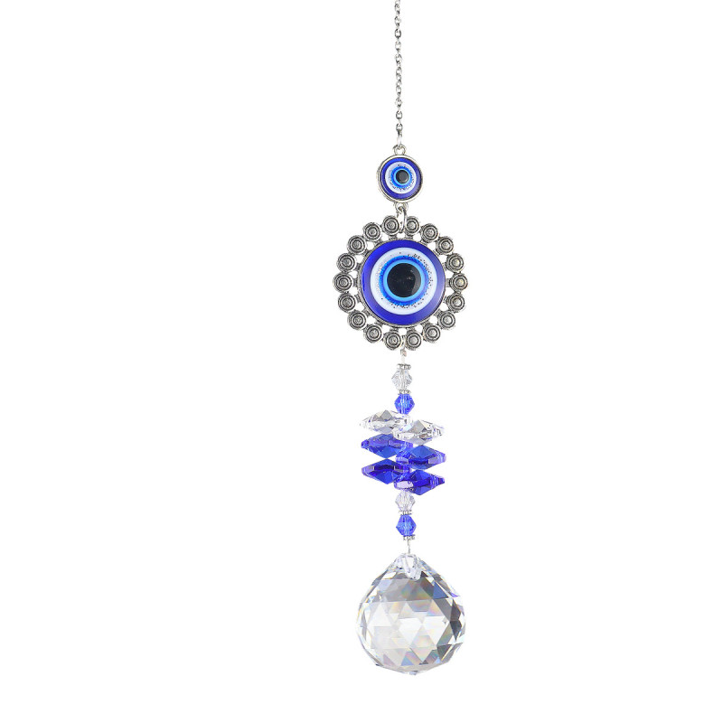 1pc Crystal Sun Catchers, Blue Butterfly Evil Eye Suncatcher Indoor Window With Prism Ball