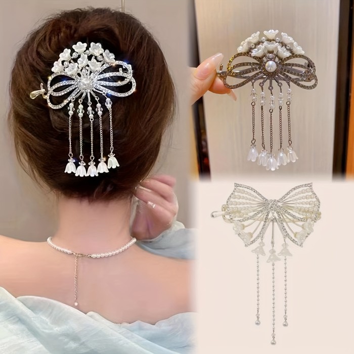 1pc Girls Flower Tassel Hair Clip Hair Accessories Suitable For Daily Use