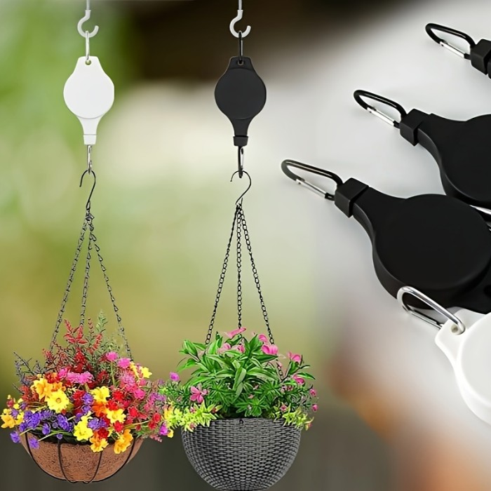 Easy Reach Plant Pulley Retractable Hanging Basket Pull Down Hanger Pulley Garden Baskets, Valentine Decoration & Easter
