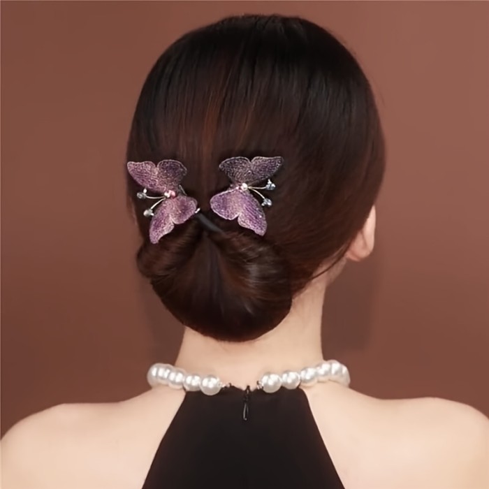 1pc Rhinestone & Butterfly Decor Luxury Style Hair Clip