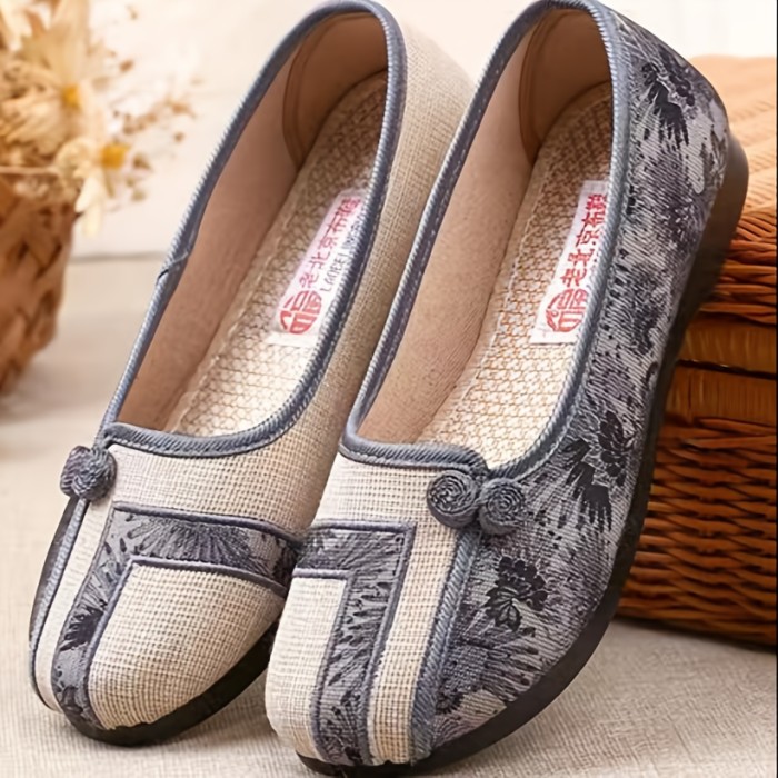 Women's Colorblock Flat Shoes, Round Toe Slip On Shallow Mouth Soft Sole Non-slip Shoes, Outdoor Comfy Shoes