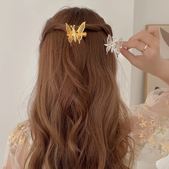 Moving Butterfly Hair Clips,Golden Butterfly Hair Clips,3D Butterfly Hair Barrettes Hair Clamps Pins Claw Clips Cute Butterfly Hair Styling Accessories For Women And Girls