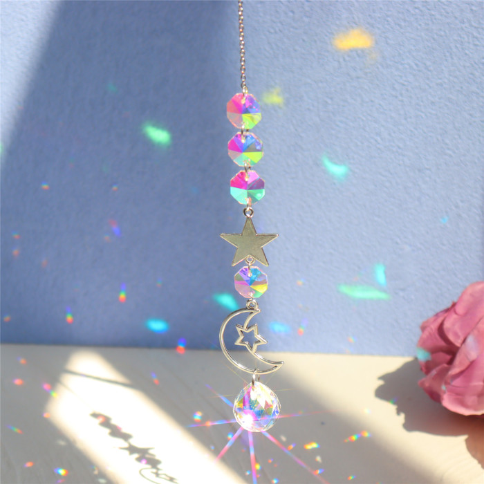 1\u002F3pcs, Colorful Crystal Suncatchers with Chain Pendant - Perfect for Window, Home, Garden, Christmas, Wedding, and Party Decorations