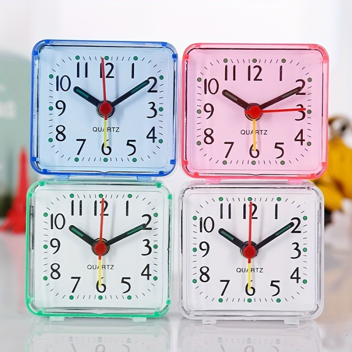 1pc Bedside Mini Alarm Clock, Quartz Battery Square Candy Color Bedroom Clocks, Wake Up With Beeping Sound Clock, 2.36inch X 1.18inch X 2.28inch (battery Is Not Included)