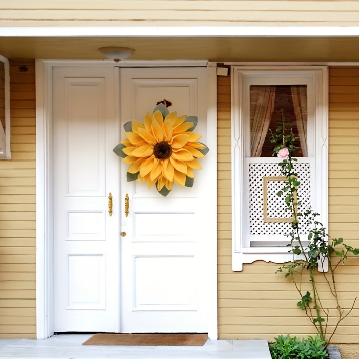 1pc Vintage Rustic Sunflower Door Sign - Perfect Teacher Appreciation Gift, Graduation Decoration, Home Decor, Farmhouse Entryway Fence Porch Decor - Simulation Fabric Wall Window Hanging - Summer Room Decor