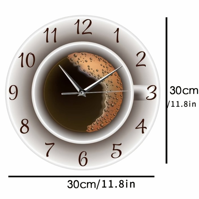 1pc Silent Coffee Cup Wall Clock - Creative Cafe Decor for Home, Office, and Coffee Shops