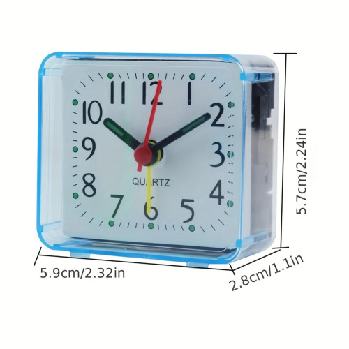 1pc Bedside Mini Alarm Clock, Quartz Battery Square Candy Color Bedroom Clocks