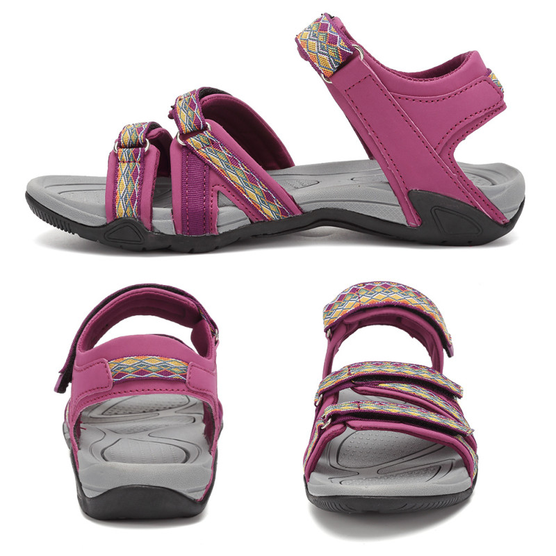 Women's Flat Sport Sandals, Casual Open Toe Hook & Loop Shoes, Outdoor Non Slip Sandals