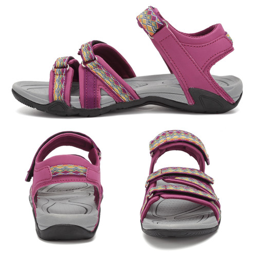 Women's Flat Sport Sandals, Casual Open Toe Hook & Loop Shoes, Outdoor Non Slip Sandals