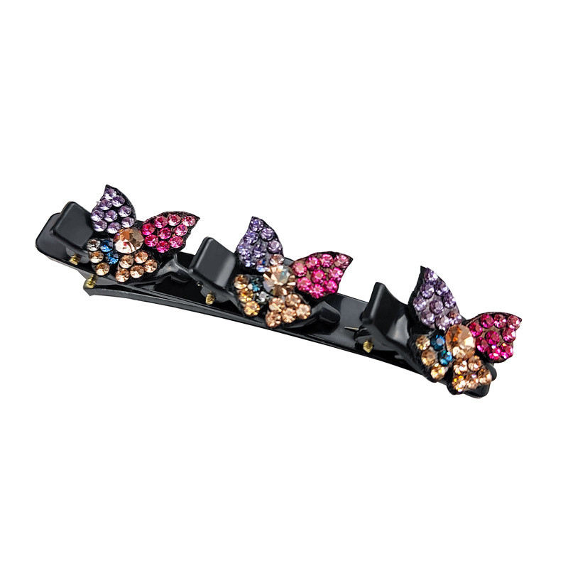 Vintage Braids Hair Clips For Women Girls, Sparkling Rhinestone Crystal Butterfly Barrette Hair Accessories For Side Hair Bang ,Elegant Hair Clip