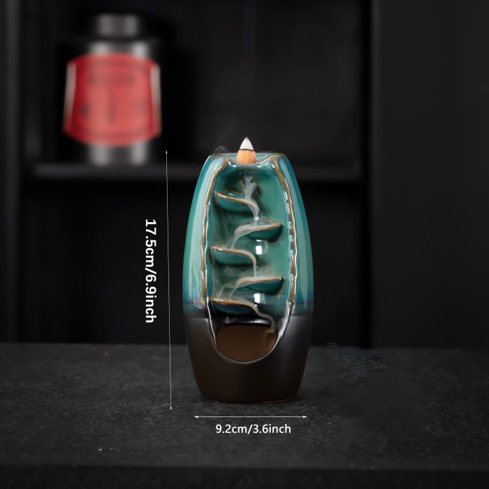 1pc Waterfall Ceramic Incense Holder for Aromatherapy and Home Decor