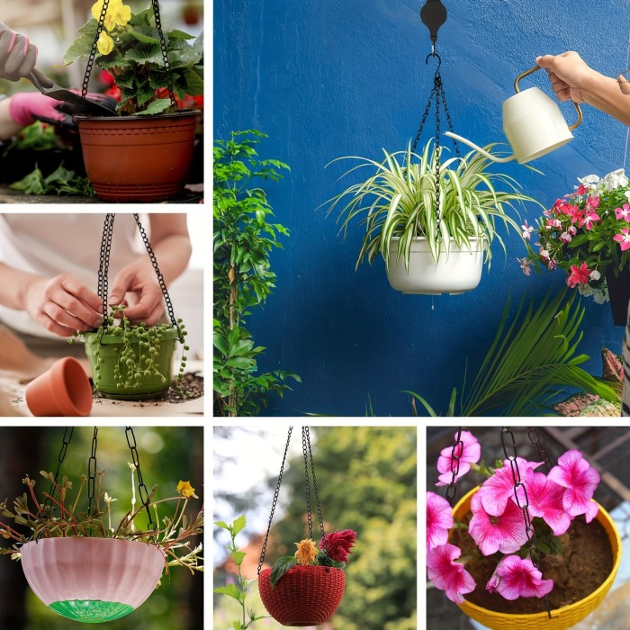 Easy Reach Plant Pulley Retractable Hanging Basket Pull Down Hanger Pulley Garden Baskets, Valentine Decoration & Easter
