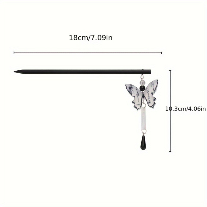 1pc, Elegant Chinese Style Simple Black Hairpin, Butterfly Tassel Zinc Alloy Hairpin, Women Girls Casual Party Outdoor Decors, Gift Photo Props Hair Accessories