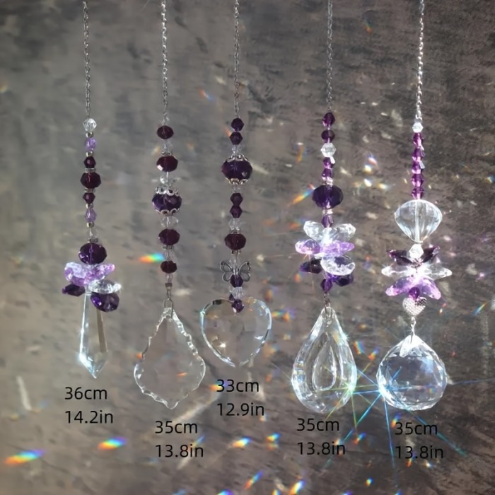 1pc, Pink Crystal Hanging Wind Chime Pendant Rainbow Maker, Ornaments For Window Home Garden Lamp Car Valentine's Day Christmas Party Decor, Window Hanging Crystal Decoration, Rainbow Maker, Home Decor, Wall Decor, Window Decor, Garden Decor