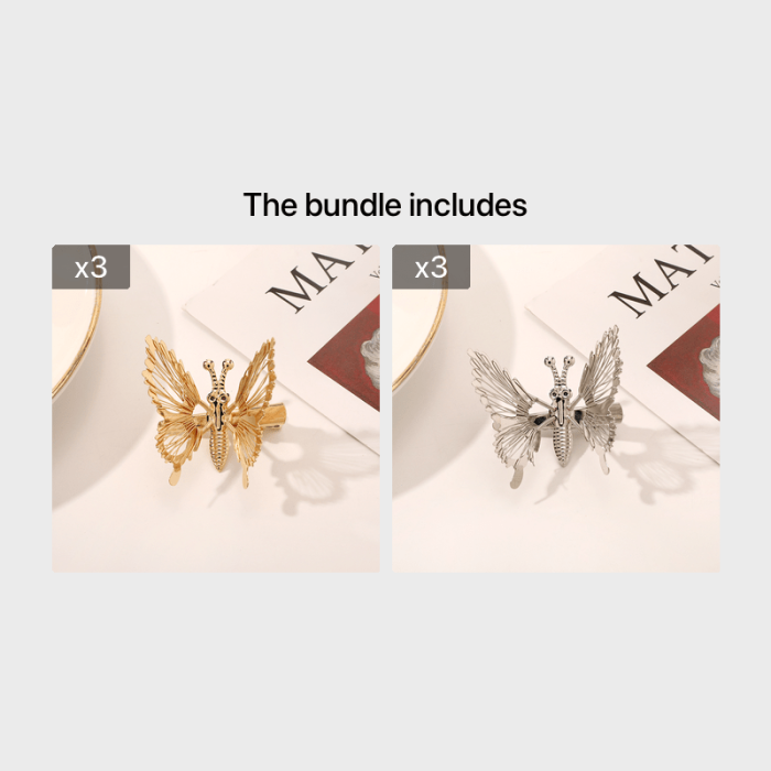 Moving Butterfly Hair Clips,Golden Butterfly Hair Clips,3D Butterfly Hair Barrettes Hair Clamps Pins Claw Clips Cute Butterfly Hair Styling Accessories For Women And Girls