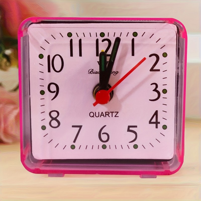 1pc Bedside Mini Alarm Clock, Quartz Battery Square Candy Color Bedroom Clocks