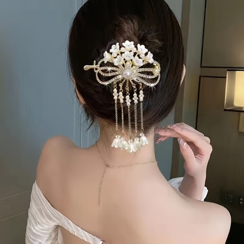 1pc Girls Flower Tassel Hair Clip Hair Accessories Suitable For Daily Use