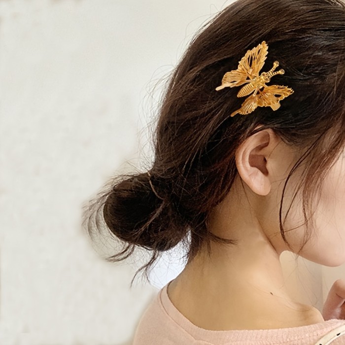 Moving Butterfly Hair Clips,Golden Butterfly Hair Clips,3D Butterfly Hair Barrettes Hair Clamps Pins Claw Clips Cute Butterfly Hair Styling Accessories For Women And Girls