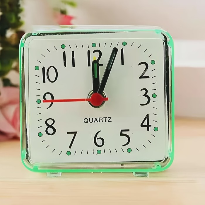 1pc Bedside Mini Alarm Clock, Quartz Battery Square Candy Color Bedroom Clocks, Wake Up With Beeping Sound Clock, 2.36inch X 1.18inch X 2.28inch (battery Is Not Included)
