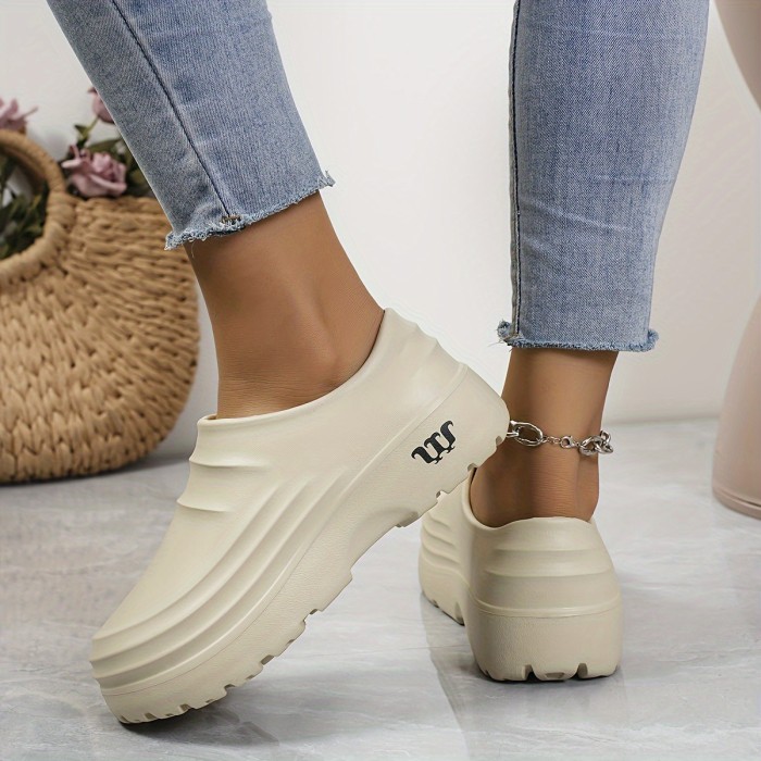 Women's Solid Color Mules, Casual Slip On Garden Shoes, Women's Comfortable & Waterproof Shoes