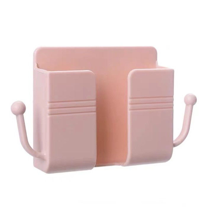 1pc,Mobile Phone Plug Wall Holder Punch Free Wall Mounted Organizer Storage Box Remote Control Mounted Charging Multifunction Hook
