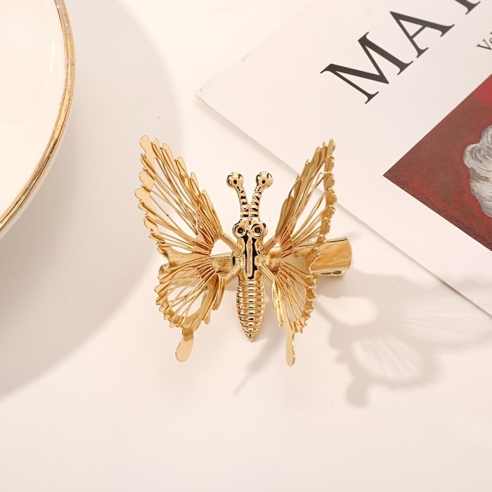 Moving Butterfly Hair Clips,Golden Butterfly Hair Clips,3D Butterfly Hair Barrettes Hair Clamps Pins Claw Clips Cute Butterfly Hair Styling Accessories For Women And Girls