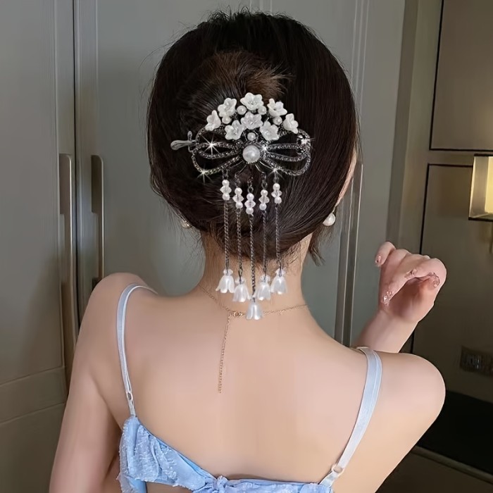 1pc Girls Flower Tassel Hair Clip Hair Accessories Suitable For Daily Use