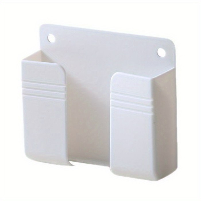 1pc,Mobile Phone Plug Wall Holder Punch Free Wall Mounted Organizer Storage Box Remote Control Mounted Charging Multifunction Hook