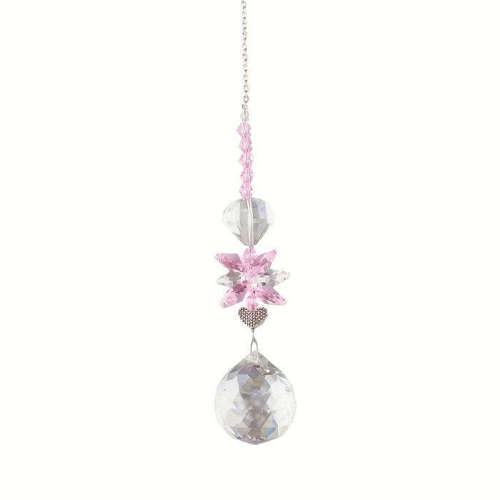 1pc, Pink Crystal Hanging Wind Chime Pendant Rainbow Maker
